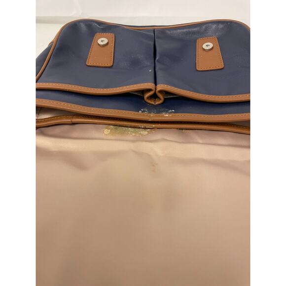 Coach Park Women Colorful Color Block Leather Crossbody Satchel Bag Navy Tan - Picture 6 of 8